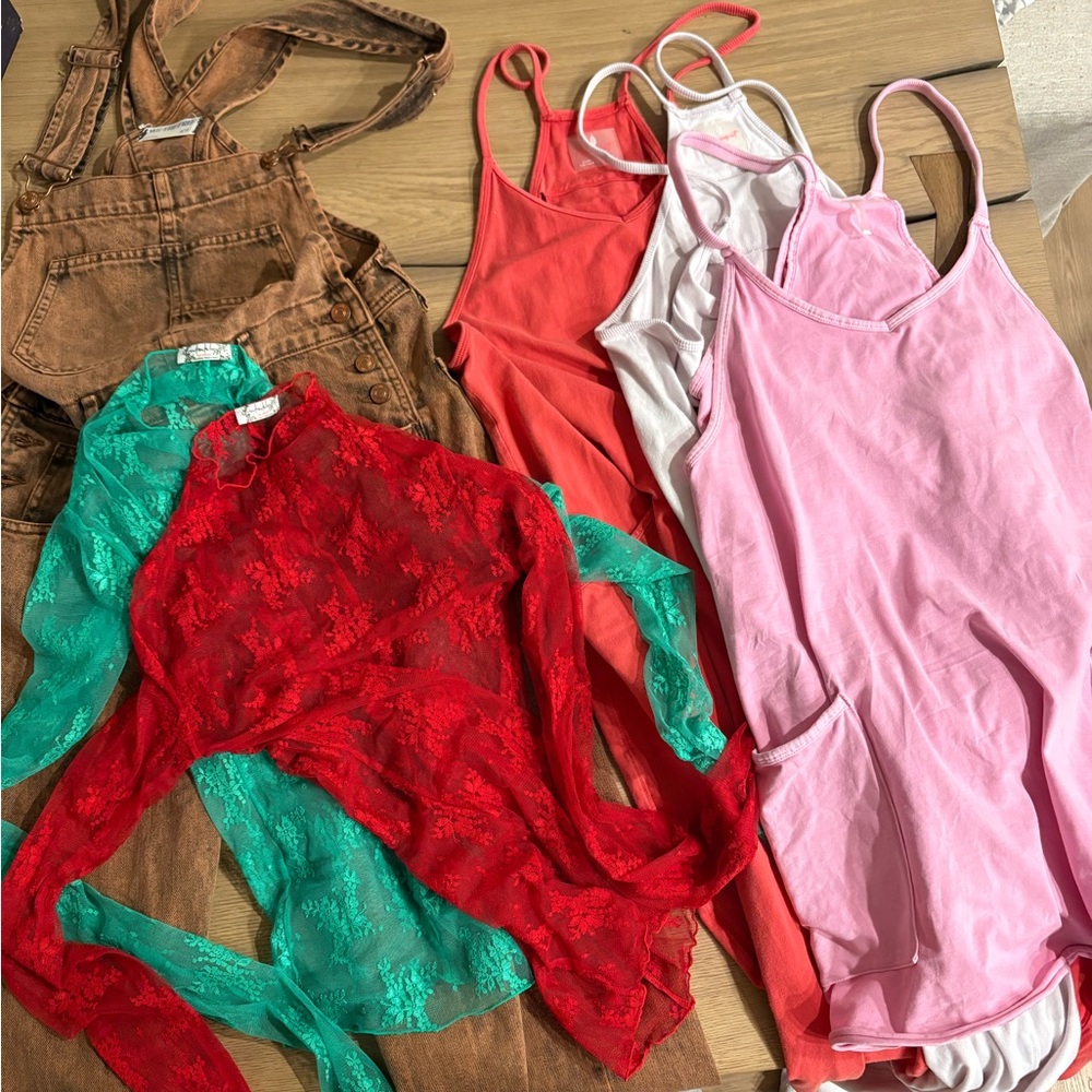 Red and Green Free People Tops